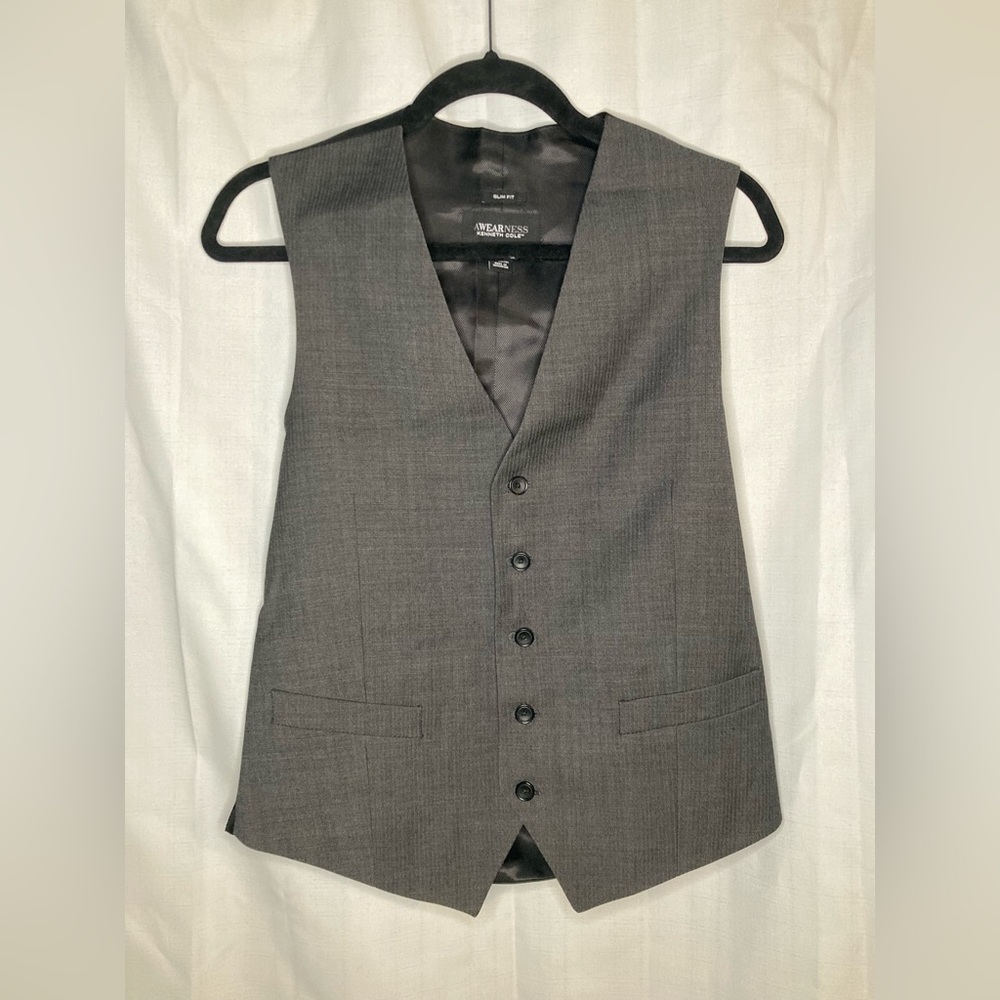 Awearness Kenneth Cole Slim Fit Charcoal Vest